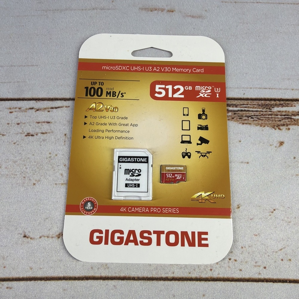 Gigastone 512GB Micro SDXC Memory Card V30 U3 A2 4K UHD New Sealed